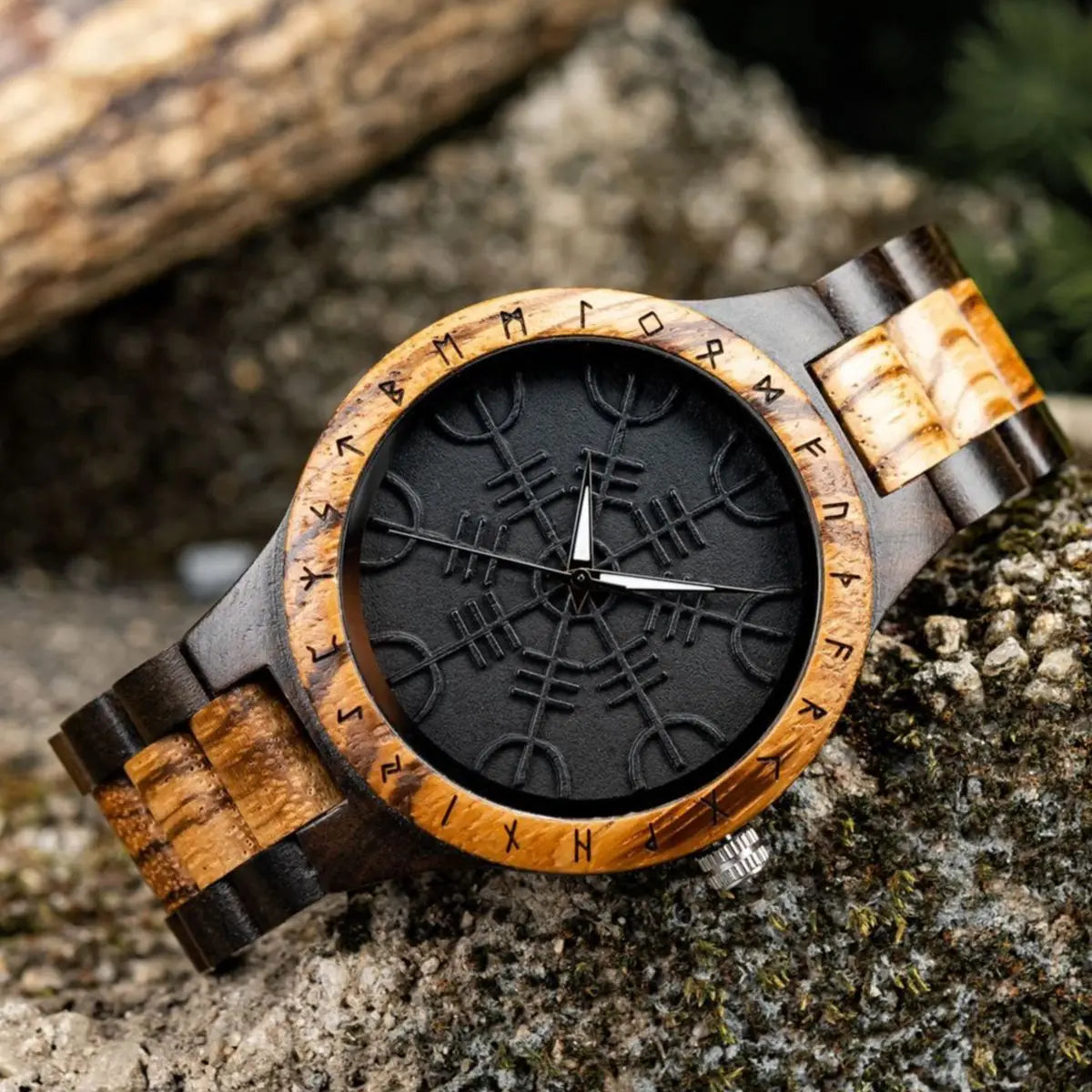 BOBO BIRD Montres en bois Relogio Masculino Montre pour hommes Symbole guerriers vikings Relojes Para Hombre часы мужские Logo personnalisé