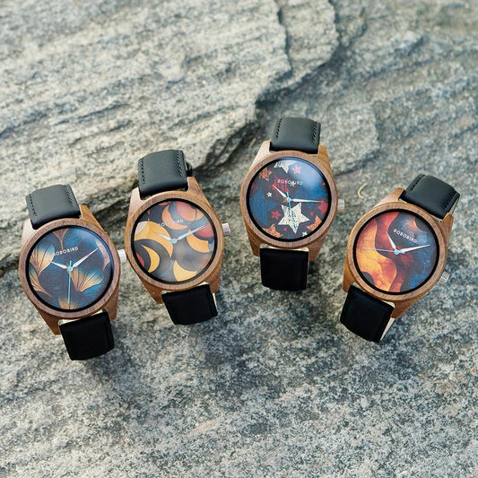 BOBOBIRD Wooden Quartz Watch for Men Black Leather Strap Walnut Wood Wristwatch with Gift Box for Men 2025 New Arrival