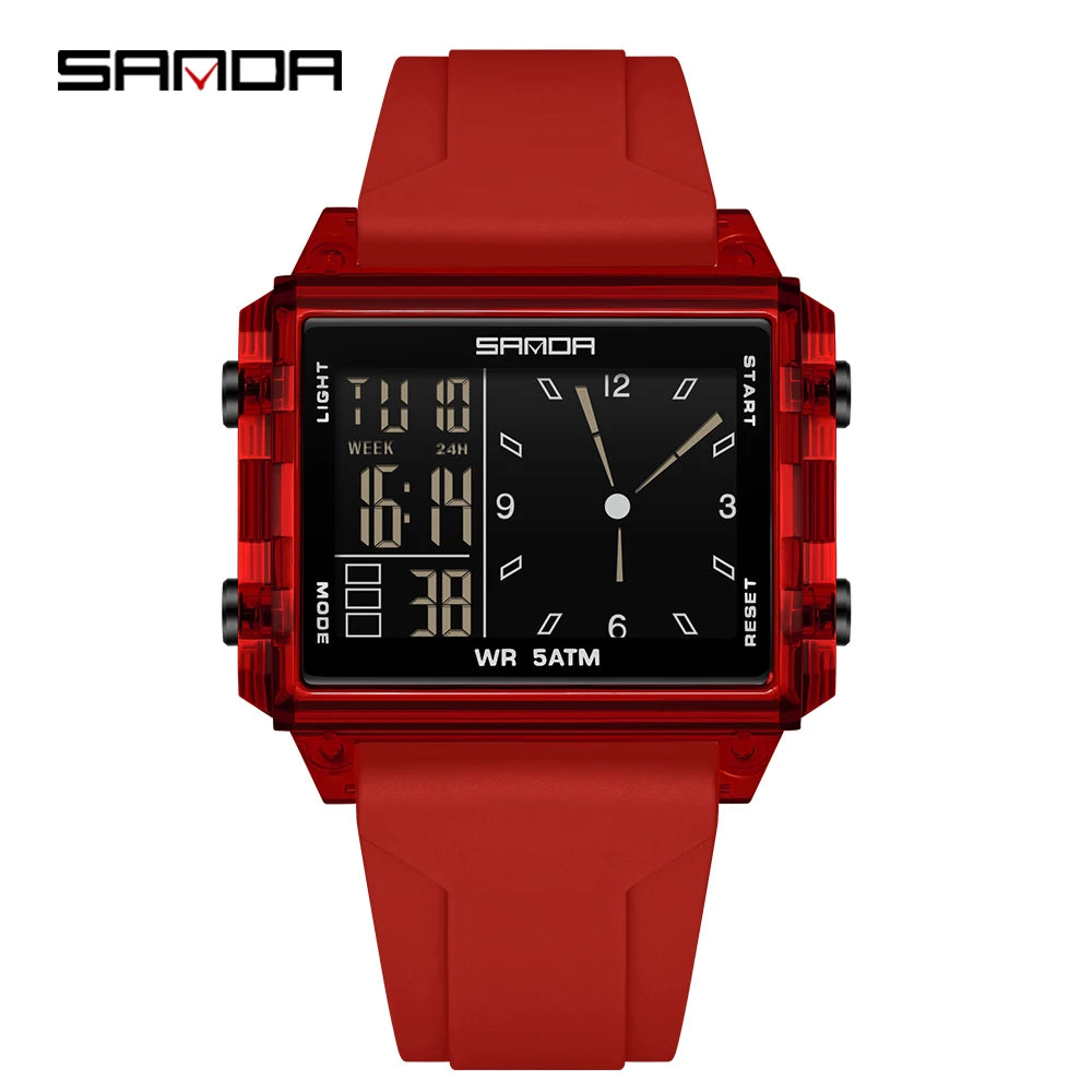 SANDA Luxury Brand Digital Watch for Men Women Square Dial Sport Waterproof Watches Man LED Pointer Display Relogios Masculino