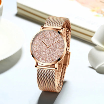 Hannah Martin 36mm Rose Gold Mesh Strap Watch