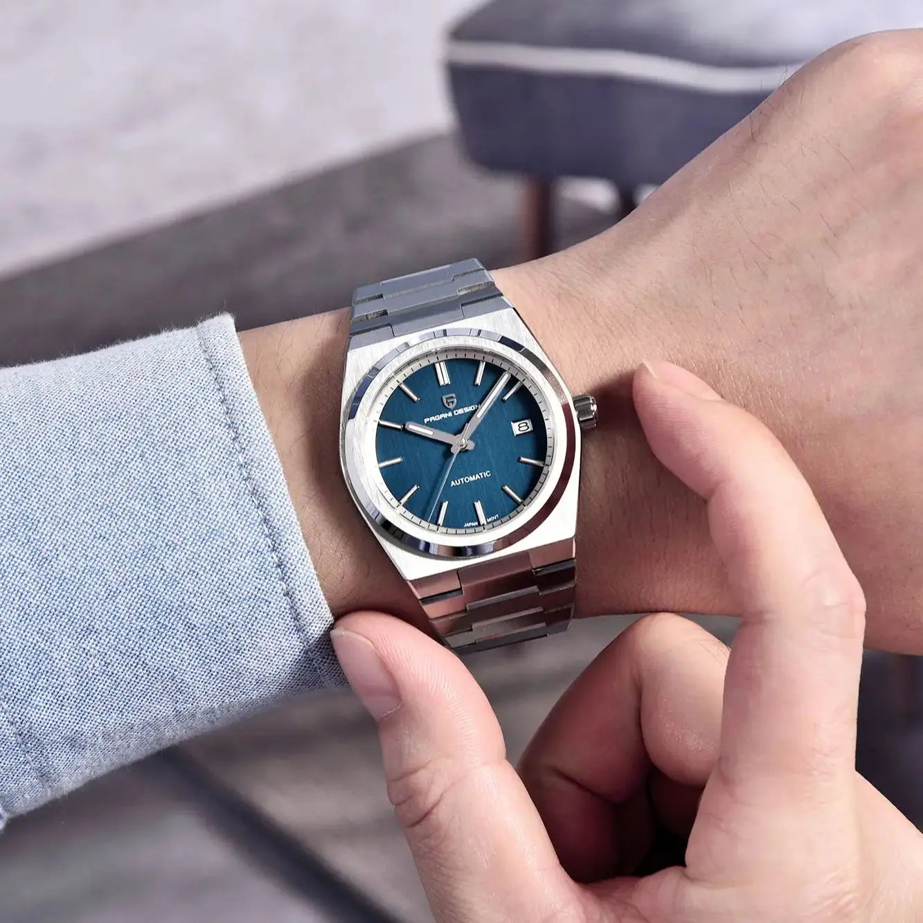 Montre automatique mécanique Pagani Design pour homme, mouvement Miyota8215, de luxe, en acier inoxydable avec saphir et traitement antireflet, étanche
