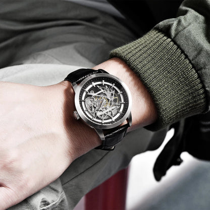 ChronoState Monarch Hollow Automatic Skeleton Leather Watch for Men