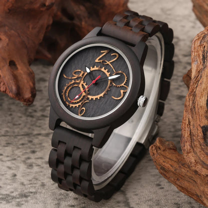 Montre de luxe Bob Bird à engrenage, chiffres arabes, cadran en bois multicouche, bracelet à boucle déployante, montres élégantes pour hommes