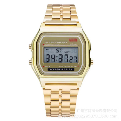 Femmes Hommes Unisexe Montre Or Argent Noir Vintage LED Numérique Sport Militaire Montres Bracelets Électronique Numérique Cadeau Présent Homme