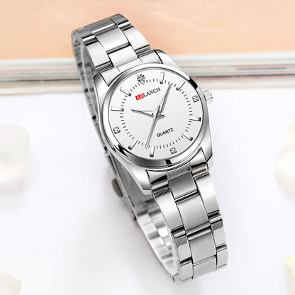 Montre de luxe pour femme 29mm à la mode en acier inoxydable avec strass rose minimaliste, horloge pour fille, montres-bracelets de voyage pour femme