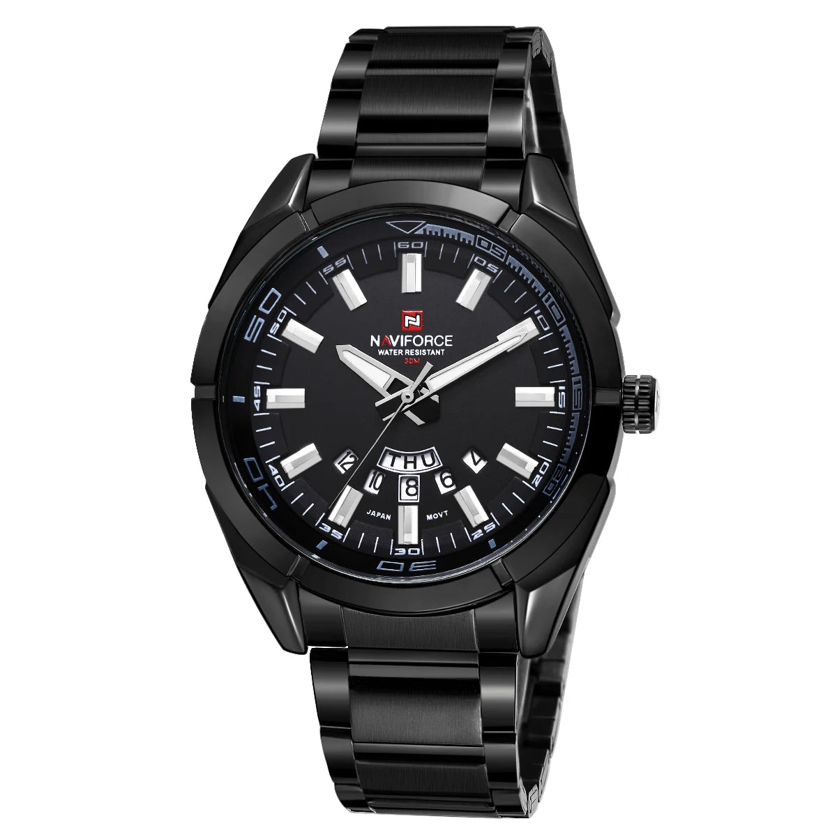 Montre NAVIFORCE classique décontractée pour homme, en acier inoxydable, sport, étanche, affichage de la date, horloge à quartz, Relogio Masculino