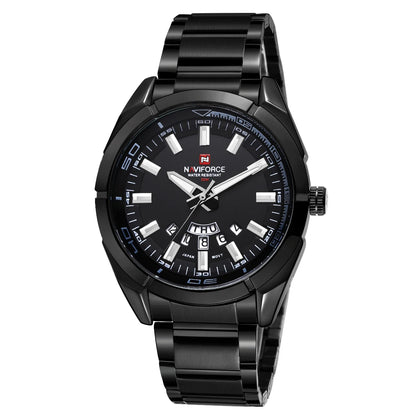 Montre NAVIFORCE classique décontractée pour homme, en acier inoxydable, sport, étanche, affichage de la date, horloge à quartz, Relogio Masculino