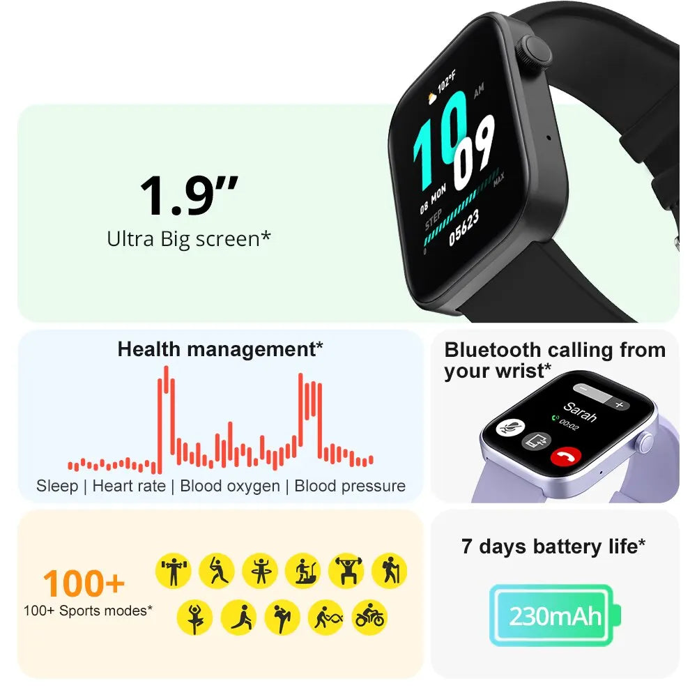 COLMI P71 Montre connectée avec appels vocaux, surveillance de la santé, étanchéité IP68, notifications intelligentes, assistant vocal pour hommes et femmes