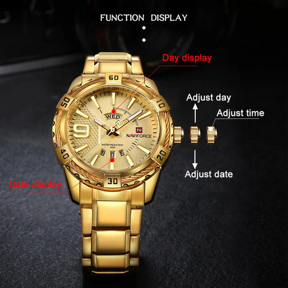 NAVIFORCE – Montre-bracelet de luxe pour homme, marque originale, quartz, classique, étanche, bracelet en acier, horloge pour homme
