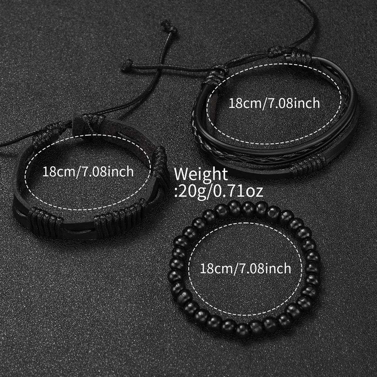 Lot de 4 montres bracelet en cuir pour hommes, à quartz analogique, avec bracelets tressés (sans boîte)