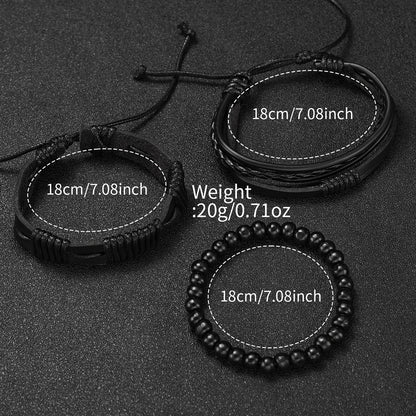 Lot de 4 montres bracelet en cuir pour hommes, à quartz analogique, avec bracelets tressés (sans boîte)