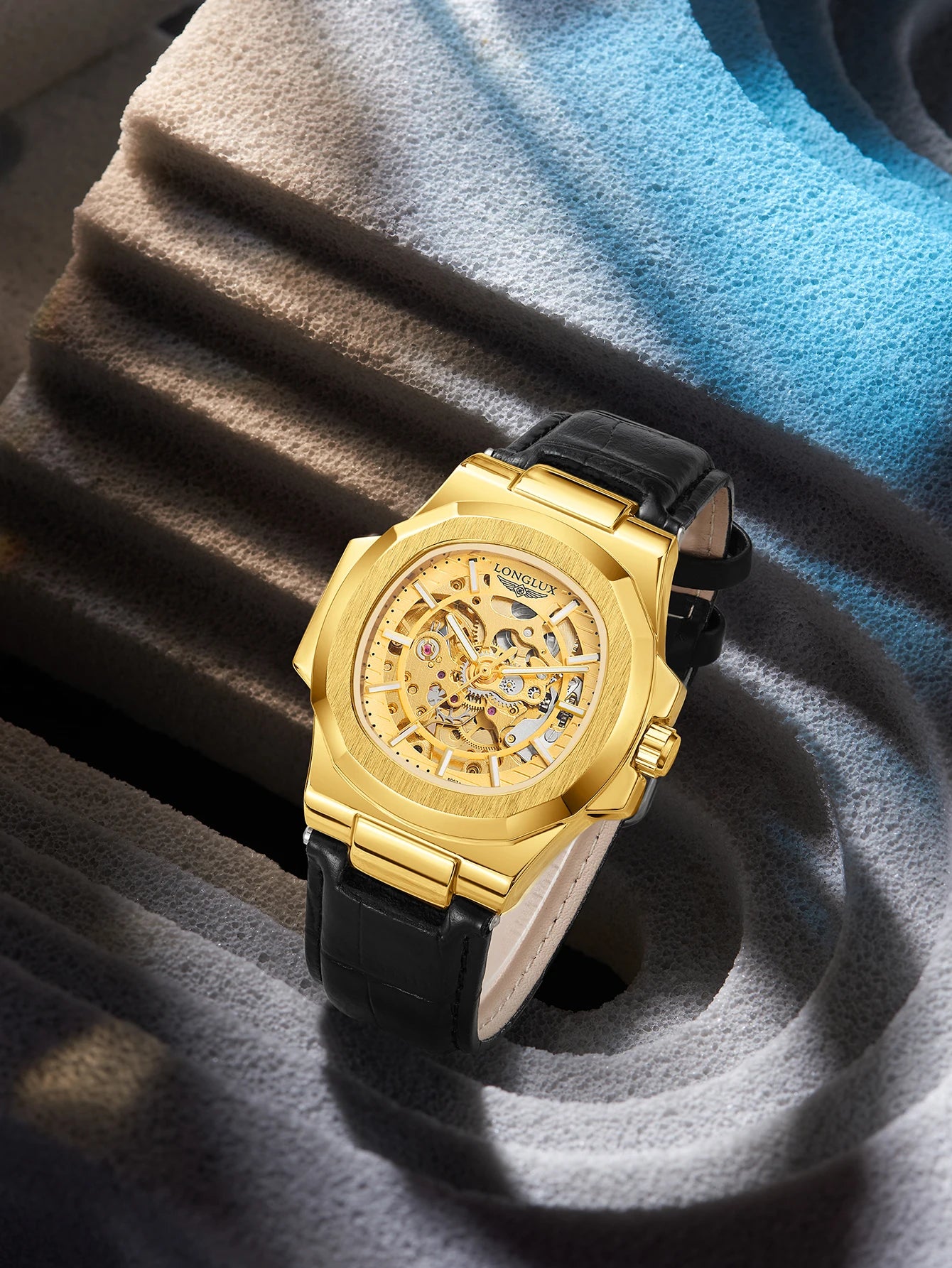 Men automatic watch waterproof outdoors simple luxury mechanical watches wholesale skeleton leather leisure mens watch gift