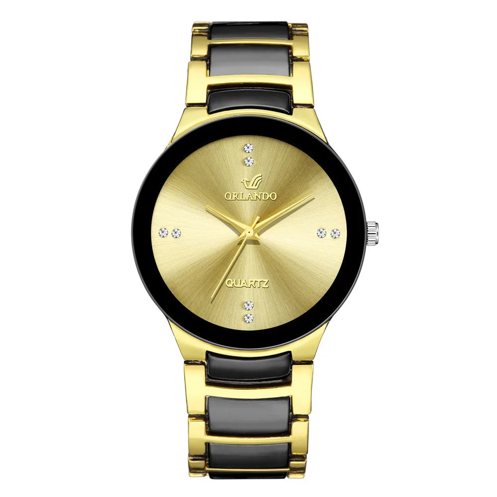 ORLANDO Montres Homme Luxe Nouvel Arrivé Or Noir Cool Quartz Acier Montre-bracelet Exquis Masculino Relogio Horloge Tendance