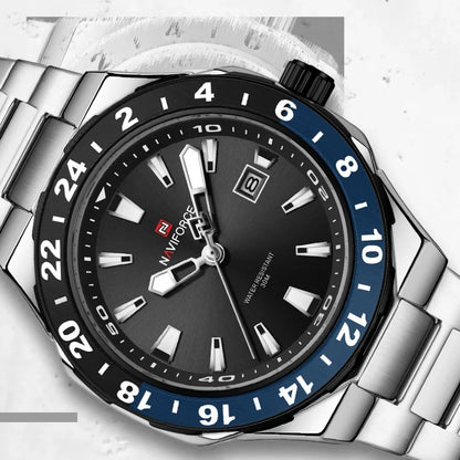 NAVIFORCE – Montre de luxe sportive à quartz, lumineuse, avec calendrier, pour homme, en acier inoxydable, étanche, Relogio Masculino