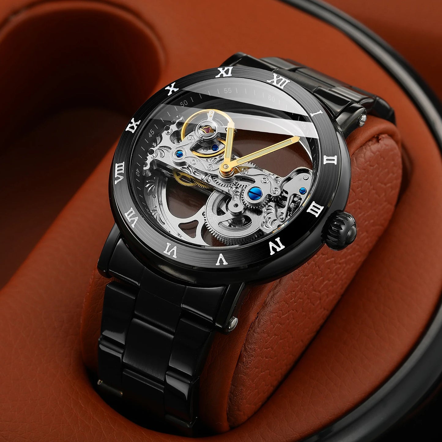 2026 Montre-bracelet de luxe originale en acier inoxydable avec squelette, tourbillon, automatique, mécanique, étanche et lumineuse pour homme