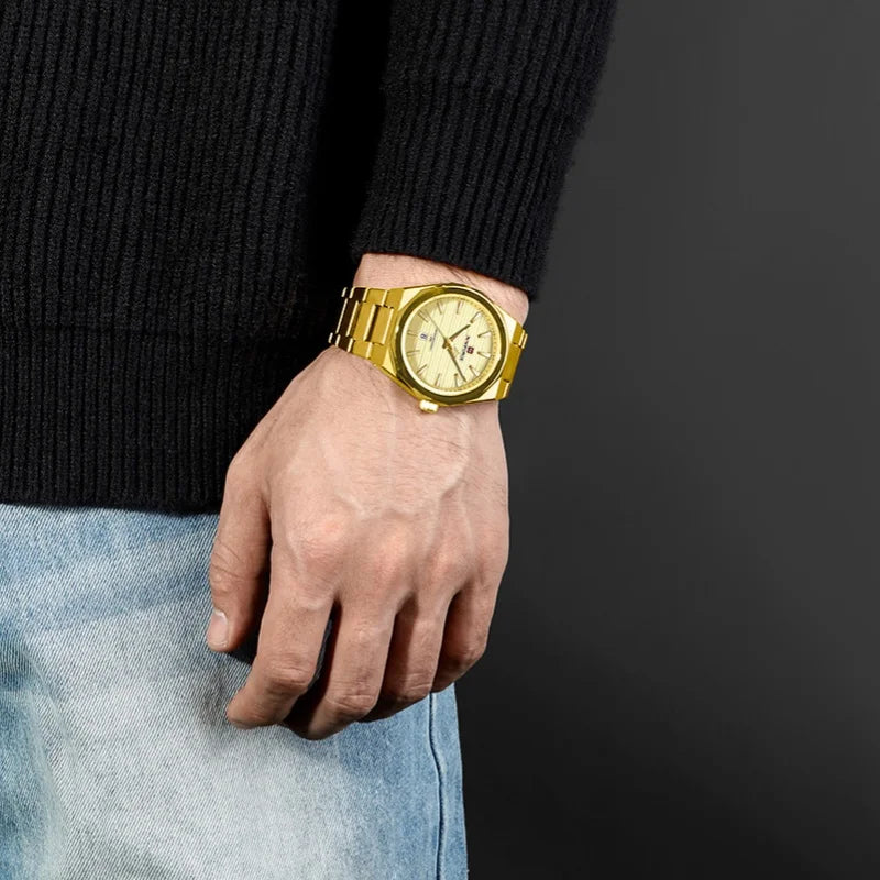 NAVIFORCE Montre-bracelet à quartz étanche Mode Point lumineux Homme Affichage de la date Montre de sport Montres pour homme Relogio Masculino