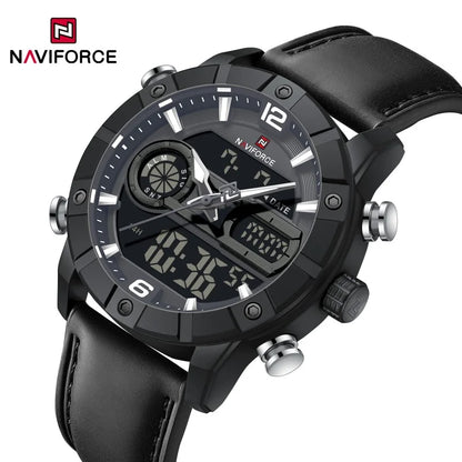 Montre à Quartz NAVIFORCE Hommes Double Fuseau Horaire Date Illumination Nocturne Classique Affaires Montre Homme Luxe Original Étanche