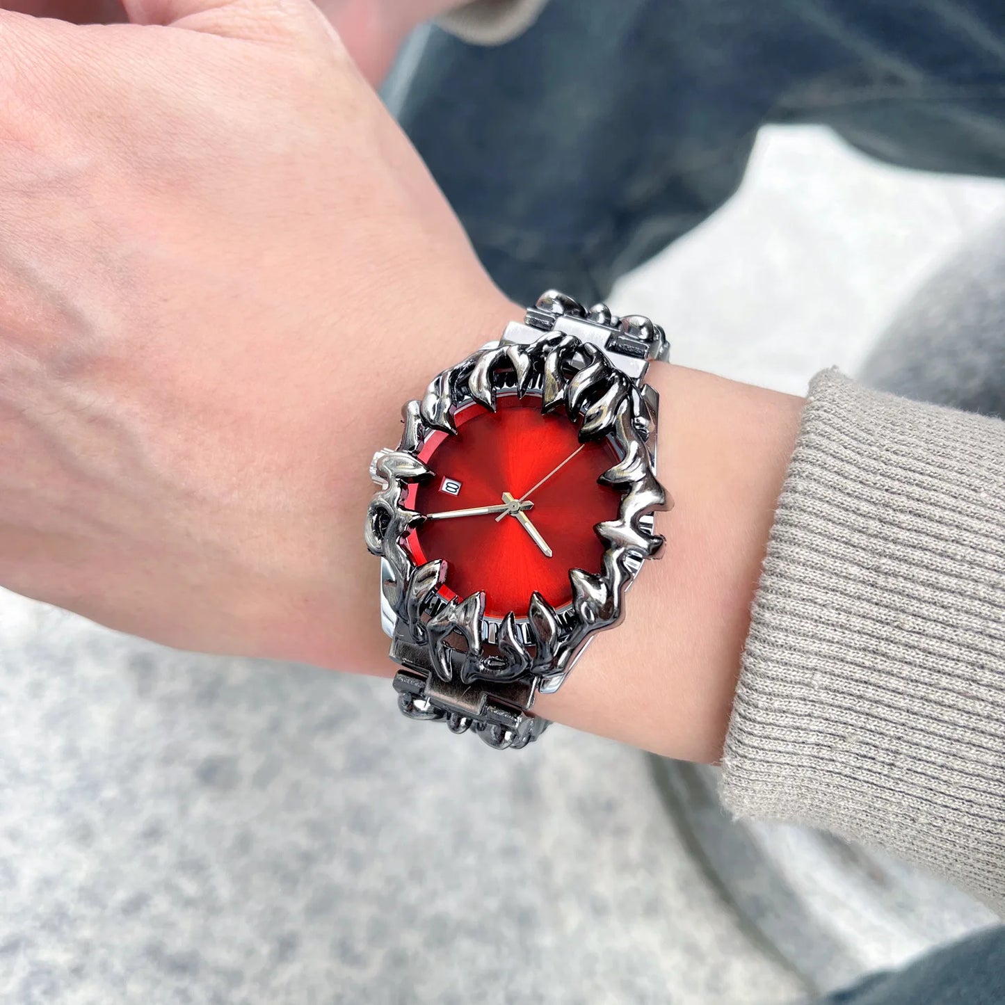 montres tendance hétéroclites en forme de griffe, en albâtre, style rétro, Y2K, euro-américaines, montres spéciales de niche avancées sur Instagram