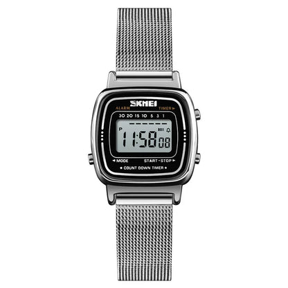 SKMEI 1901 Montre de luxe pour femmes Petit cadran numérique Chronographe Calendrier Montre étanche pour femmes Montre-bracelet Horloge Montre femme 1620