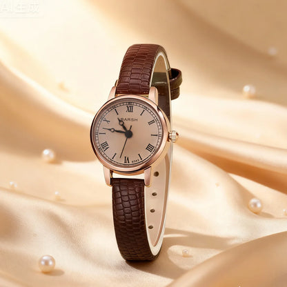 Fashion Retro Simple Leather Watch with Round Dial Quartz for Women, Suitable for Everyday Wear, Christmas Gift
