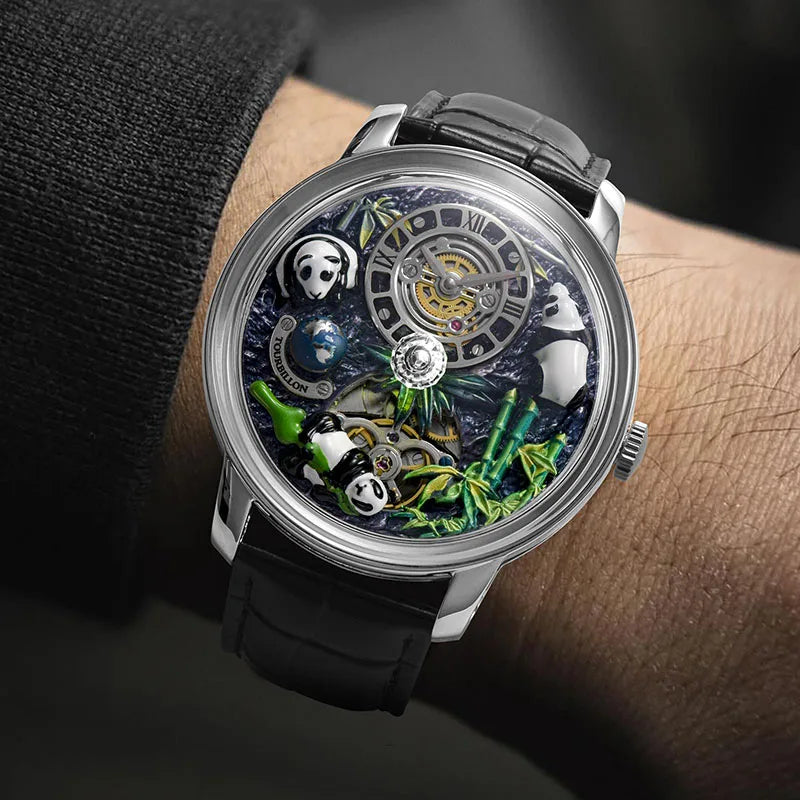 PINDU Panda Series M2791B Automatic Mechanical Watch Sapphire Crystal
