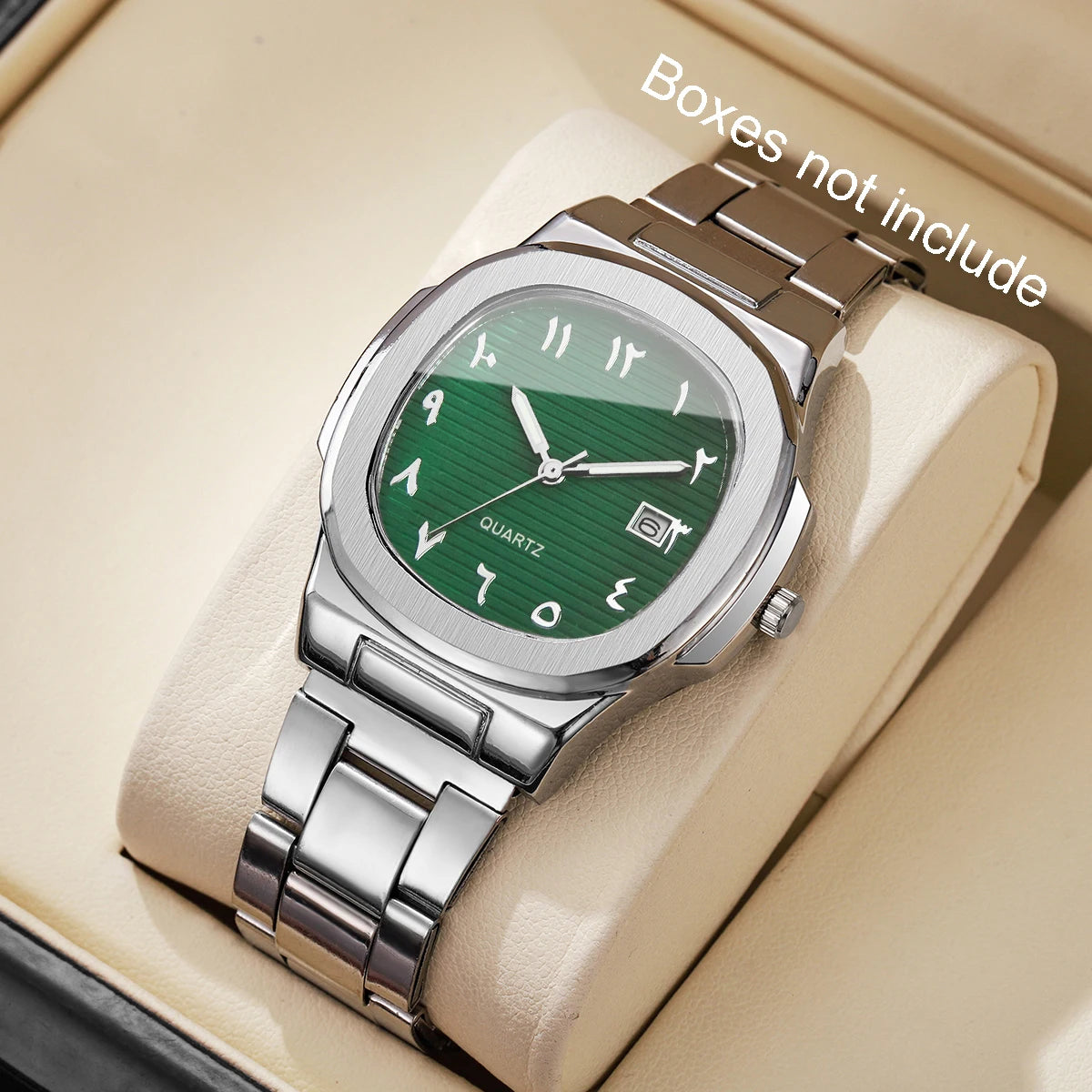 Montre de Luxe pour Homme, Cadran Carré Tendance, Bracelet en Acier Inoxydable, Mouvement à Quartz avec Calendrier (Sans Boîte)