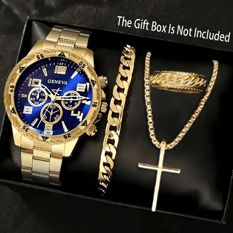 Ensemble de Montres Classiques pour Homme, Montres à Cadran Rond en Quartz avec Bracelet en Acier Inoxydable pour Homme, Choix de Cadeau Idéal