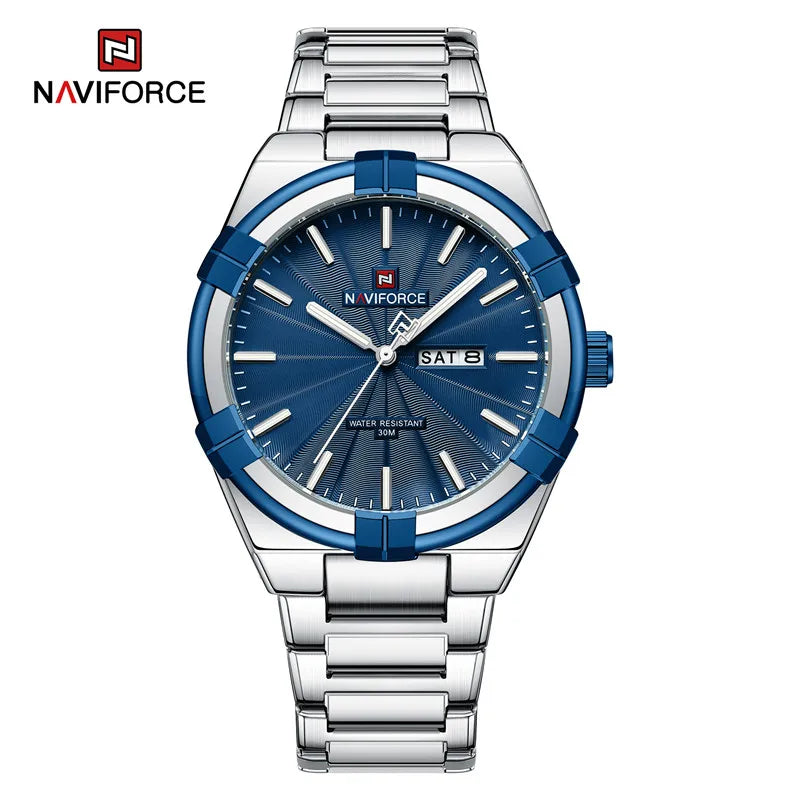 Montre bracelet à quartz pour homme de la marque NAVIFORCE, en acier inoxydable, étanche, horloge de luxe tendance et professionnelle NF9218