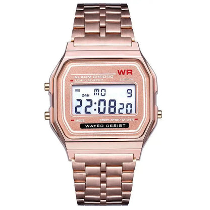 Femmes Hommes Unisexe Montre Or Argent Noir Vintage LED Numérique Sport Militaire Montres Bracelets Électronique Numérique Cadeau Présent Homme