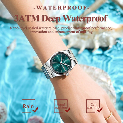 POEDAGAR Montres élégantes pour femmes Étanche Lumineux Date Semaine Montre Femme Quartz Acier inoxydable Montre-bracelet de mode pour femme