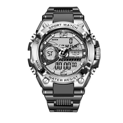 LIGE Digital Military LED Chronograph Watch 50m Relogios Masculino