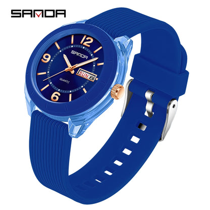 SANDA Quartz Watch for Women Waterproof Auto Date Week Elegant Luxury Ladies Wristwatch Waterproof Analog Women's Watches