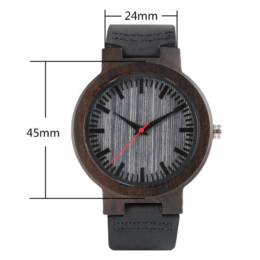 Montre-bracelet Bob Bird Watch à quartz en cuir véritable noir
