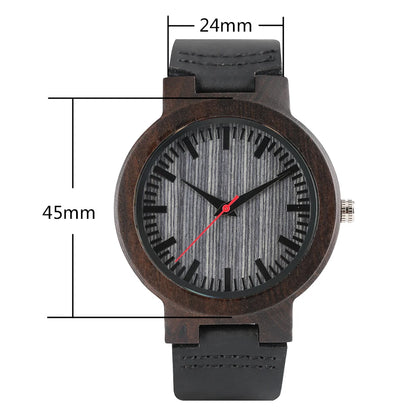 Montre-bracelet Bob Bird Watch à quartz en cuir véritable noir