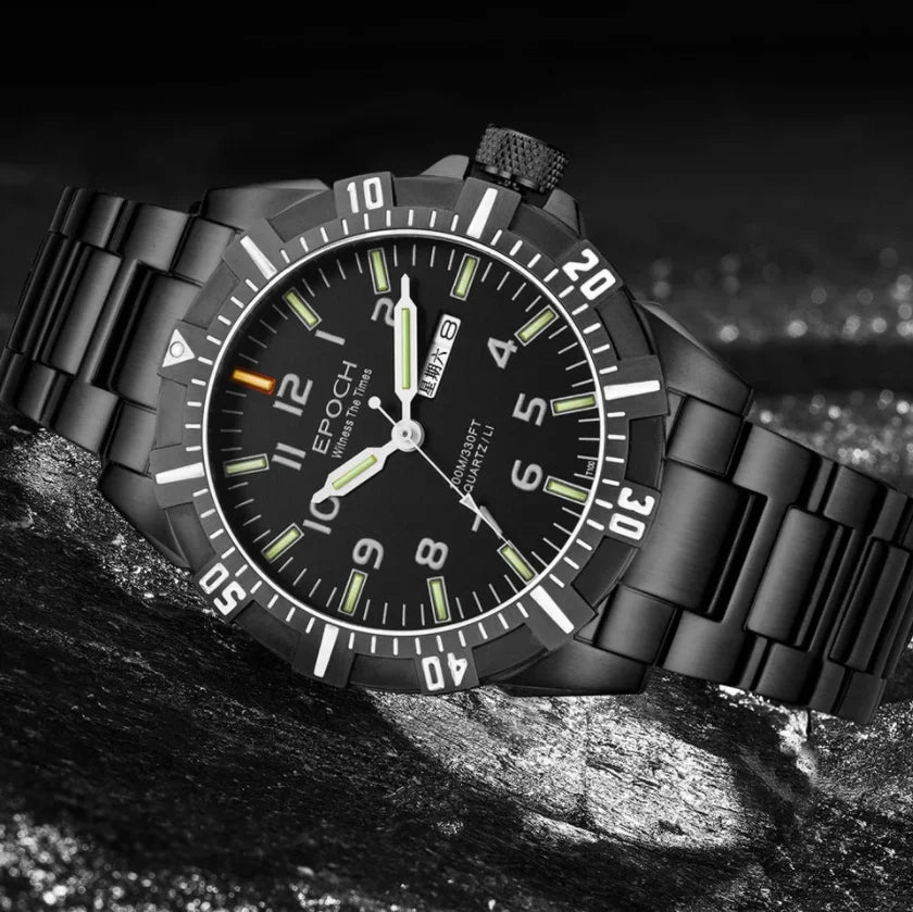 EPOCH AB6020G Montre Militaire Sport Montre-Bracelet à Quartz Tubes Luminescents
