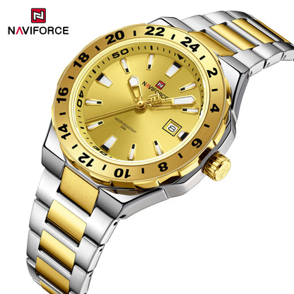 NAVIFORCE – Montre de luxe sportive à quartz, lumineuse, avec calendrier, pour homme, en acier inoxydable, étanche, Relogio Masculino