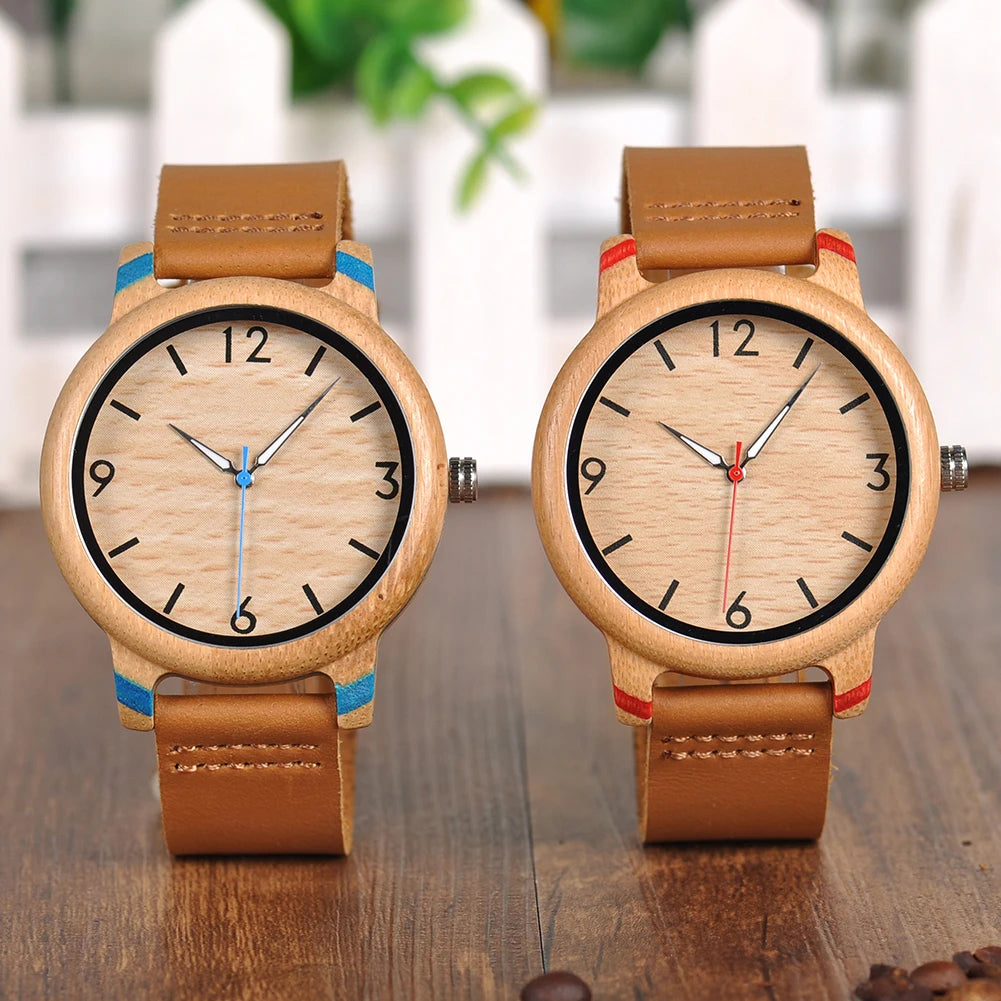 BOBO BIRD Universal Bamboo Wooden Leather Watch