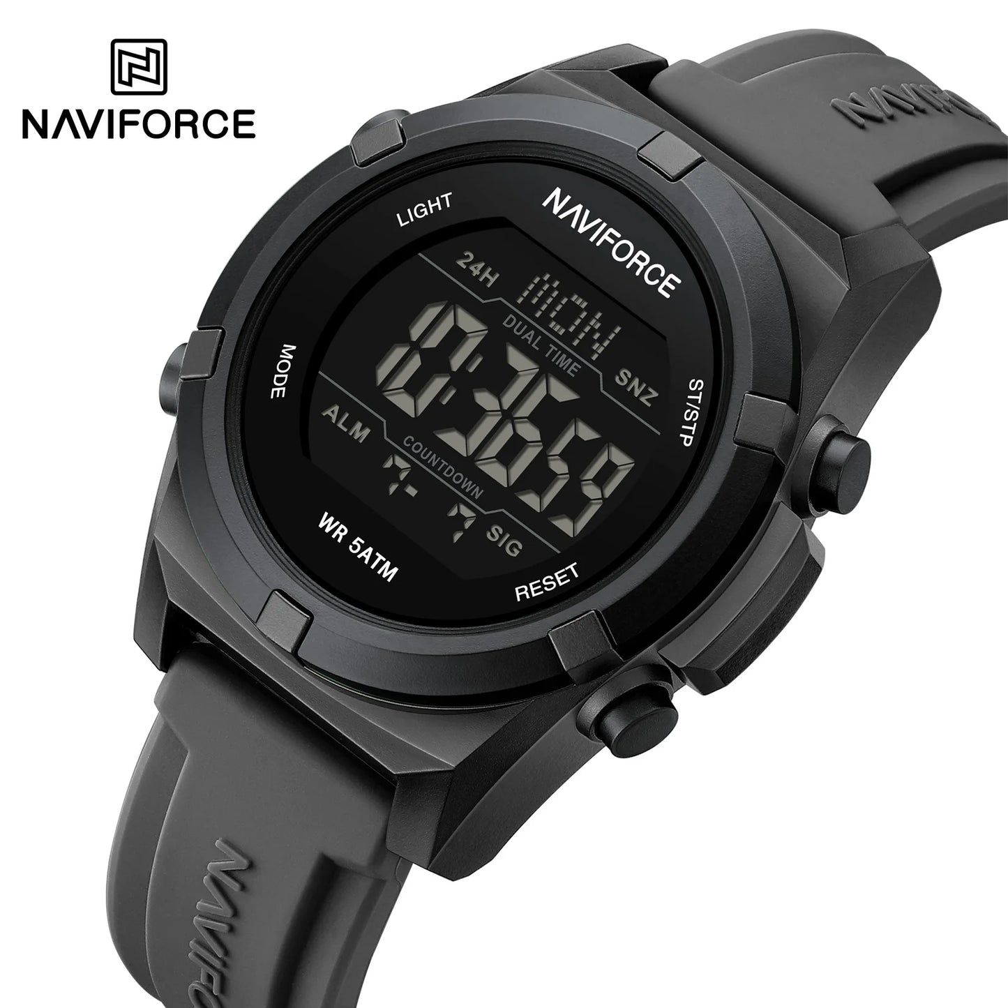 NAVIFORCE – Montre de sport numérique militaire de luxe pour homme, étanche, bracelet en silicone, Relogios Masculino