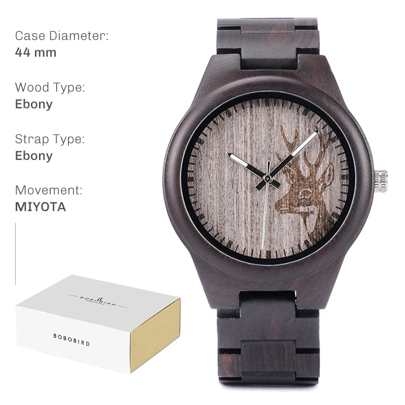 BOBO BIRD Montre en Bois pour Homme Montres en Bois Naturel Faits à la Main Légères à Quartz Offre Limitée Personnalisable