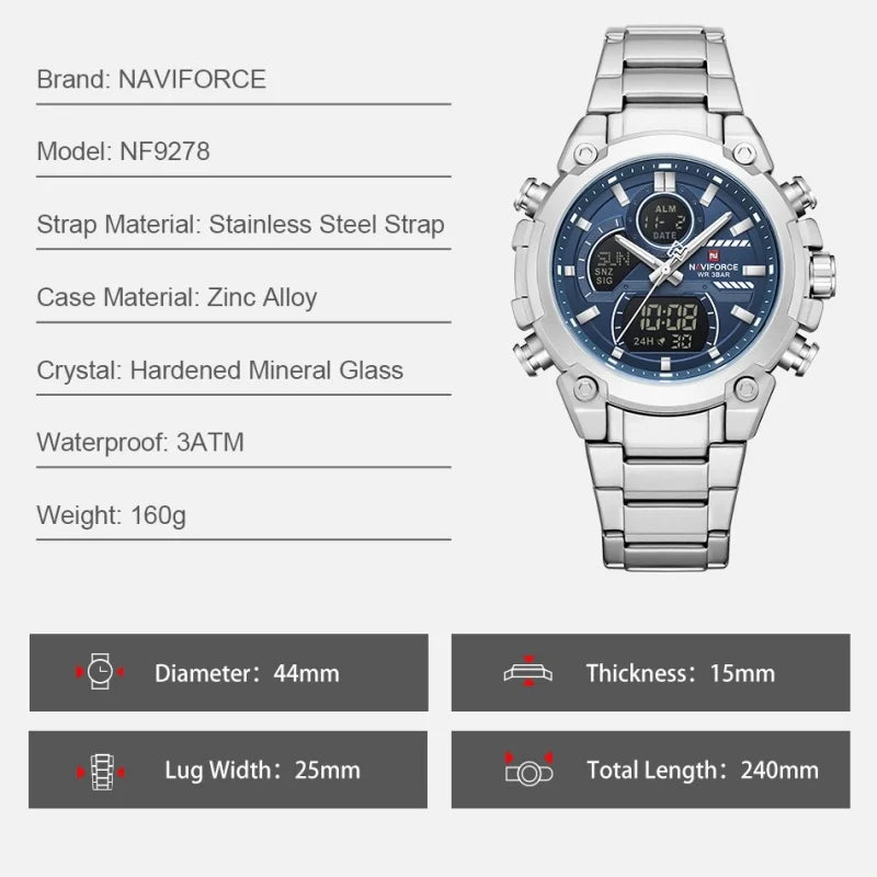 NAVIFORCE Nouvelle Montre-bracelet 2026 pour hommes Affaires Design Original Étanche Numérique Tendance Montres Normales Homme Relogio Masculin