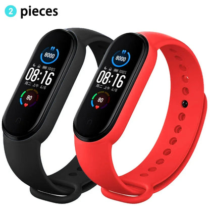 2PCS Watch Strap For Xiaomi Mi Band 7 6 5 4 3 Wristband Silicone Bracelet Wrist Straps MiBand 3/4 band6 Smartwatch Accessories