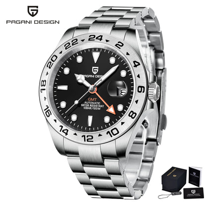 Pagani Design 2026 Nouvelle montre de plongée pour homme 42 mm saphir automatique mécanique GMT 100 m étanche PD1682
