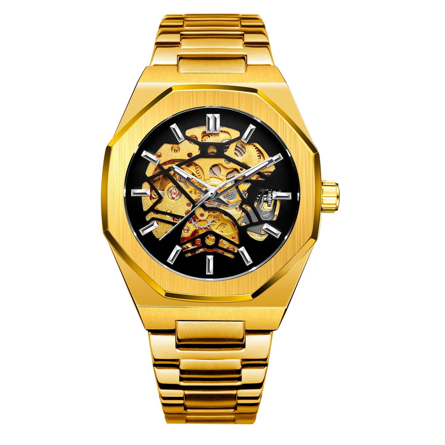 FORSINING Montres Homme Automatiques de Marque Supérieure Mécanique Transparente Étanche Militaire en Acier Inoxydable Montres-bracelets Sport