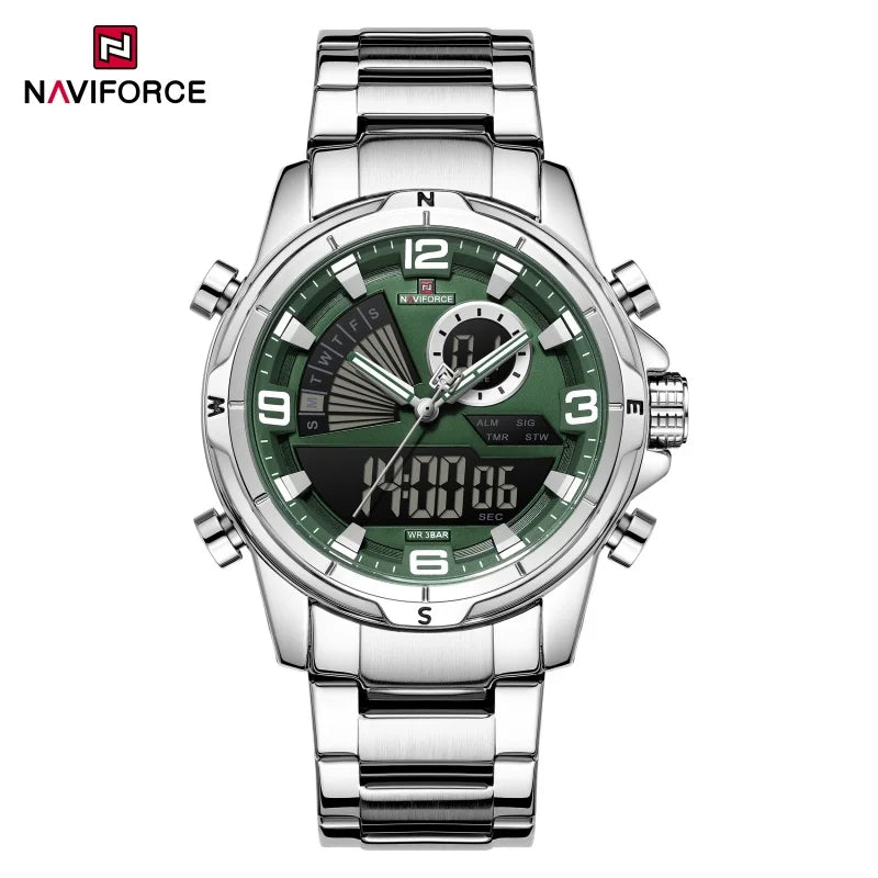 NAVIFORCE Montres de Luxe Militaires pour Hommes Chronographe Mode Alarme Montres-bracelets à Quartz pour Hommes Sports Calendrier Mensuel Étanche Cadeau