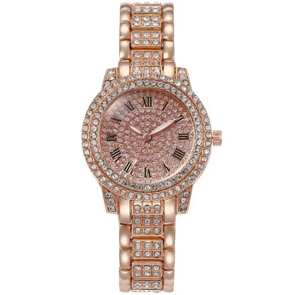 Luxury Full Rhinestone Watch for Women Girls Gifts Sparkling Quartz Timepiece with Stainless Steel Strap Wristwatch for Lover