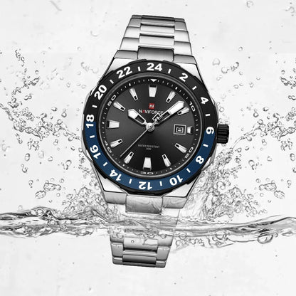 NAVIFORCE – Montre de luxe sportive à quartz, lumineuse, avec calendrier, pour homme, en acier inoxydable, étanche, Relogio Masculino