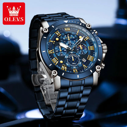 OLEVS 2025 Nouvelle Montre Homme Top Marque Luxe Montre Homme Acier Inoxydable Étanche Sport Quartz Chronographe Montre-Bracelet Homme Relogio