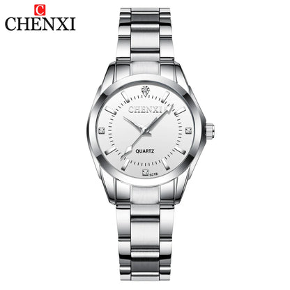 CHENXI 021B Women's Watch Simple Design Luxury Stainless Steel Women Quartz Wristwatch Rhinestone Dial Watches Gift for Ladies