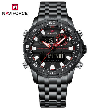 Montre homme NAVIFORCE de marque mode noir or, montres-bracelets de luxe à quartz, sport, étanche, bracelet en acier inoxydable NF9234