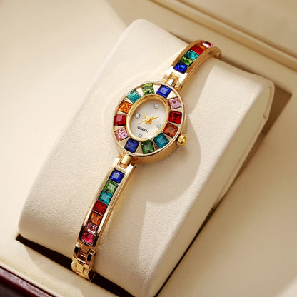 Montres de luxe pour femmes avec strass Montre à quartz pour femmes avec bracelet de mode Reloj Mujer Cadeau horloge pour filles (sans boîte)